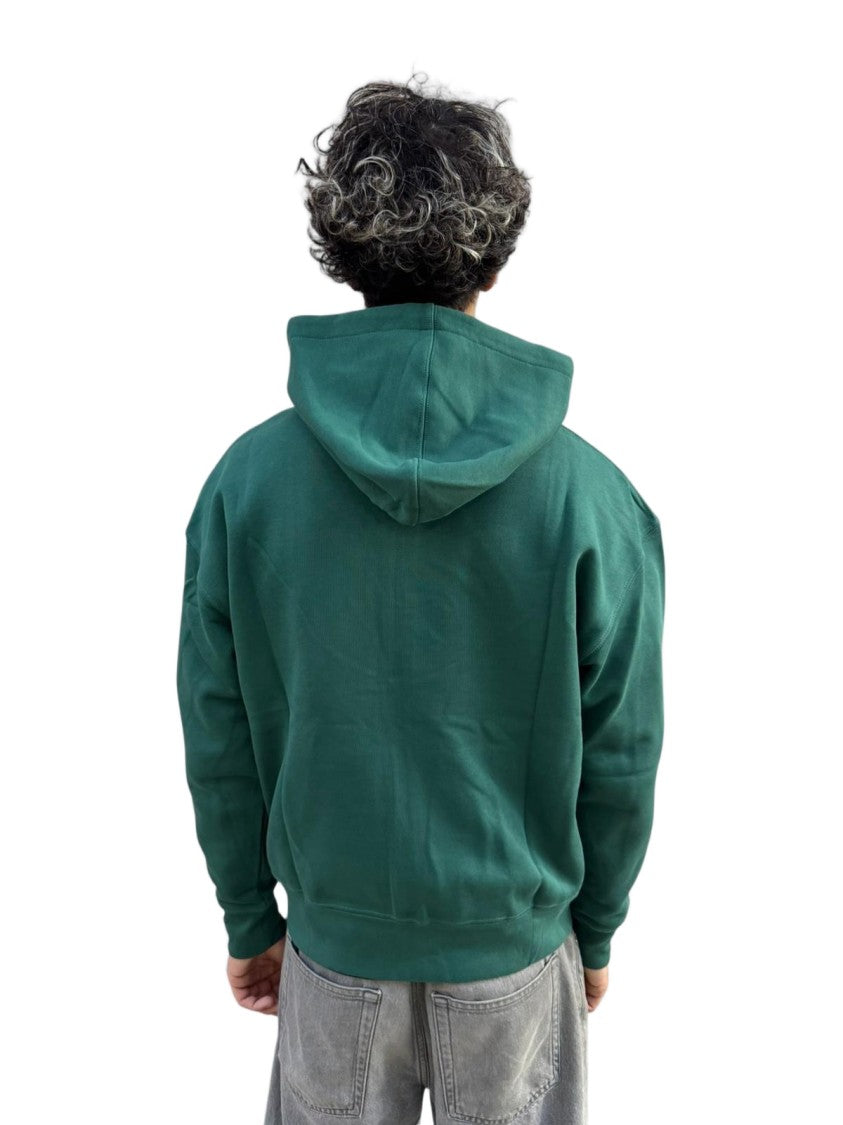 Ami Paris Deep Green Zip-Up Hoodie With Drawstring Hood