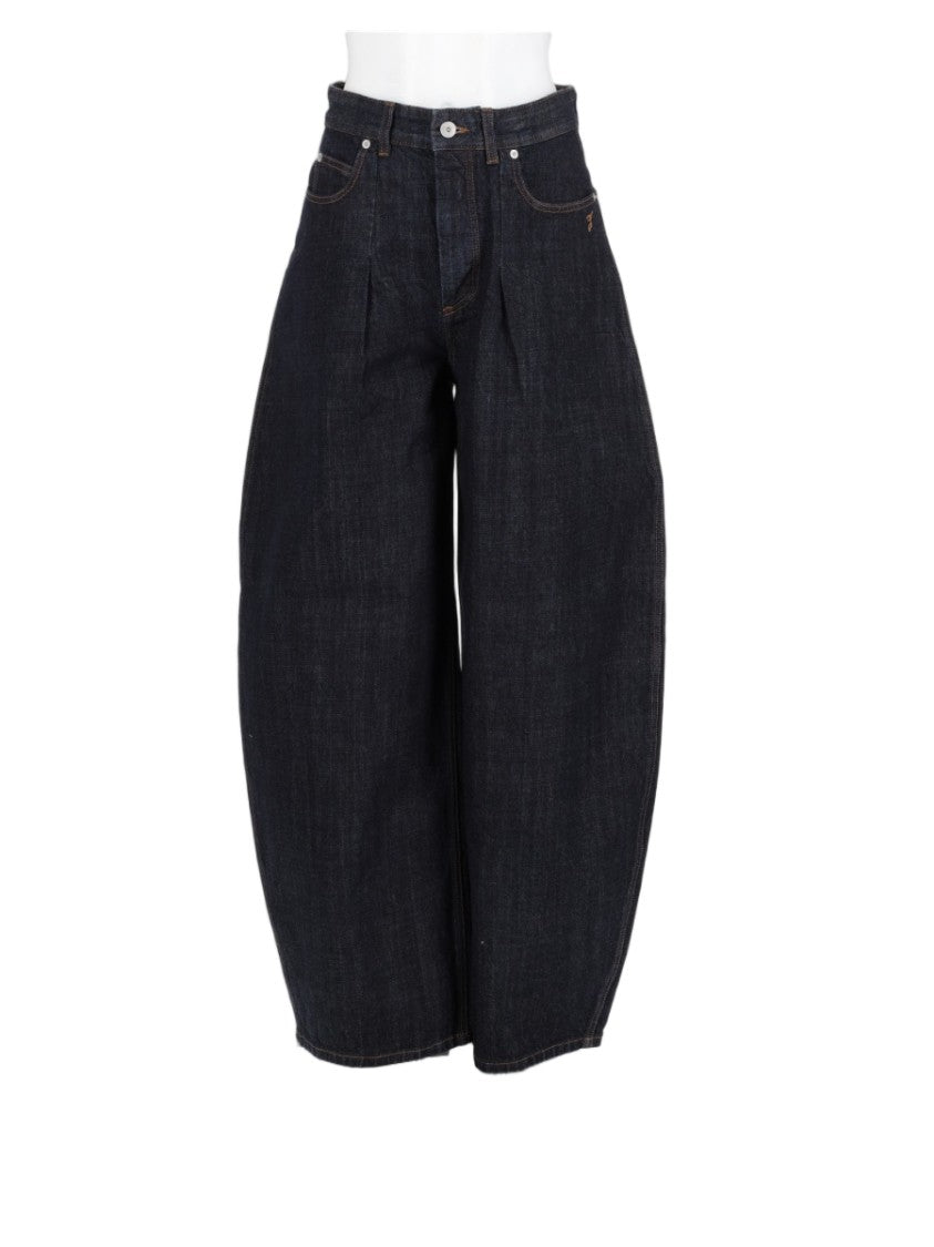 Jacquemus Black High-Waisted Pleated Cotton-Blend Wide-Leg Jeans