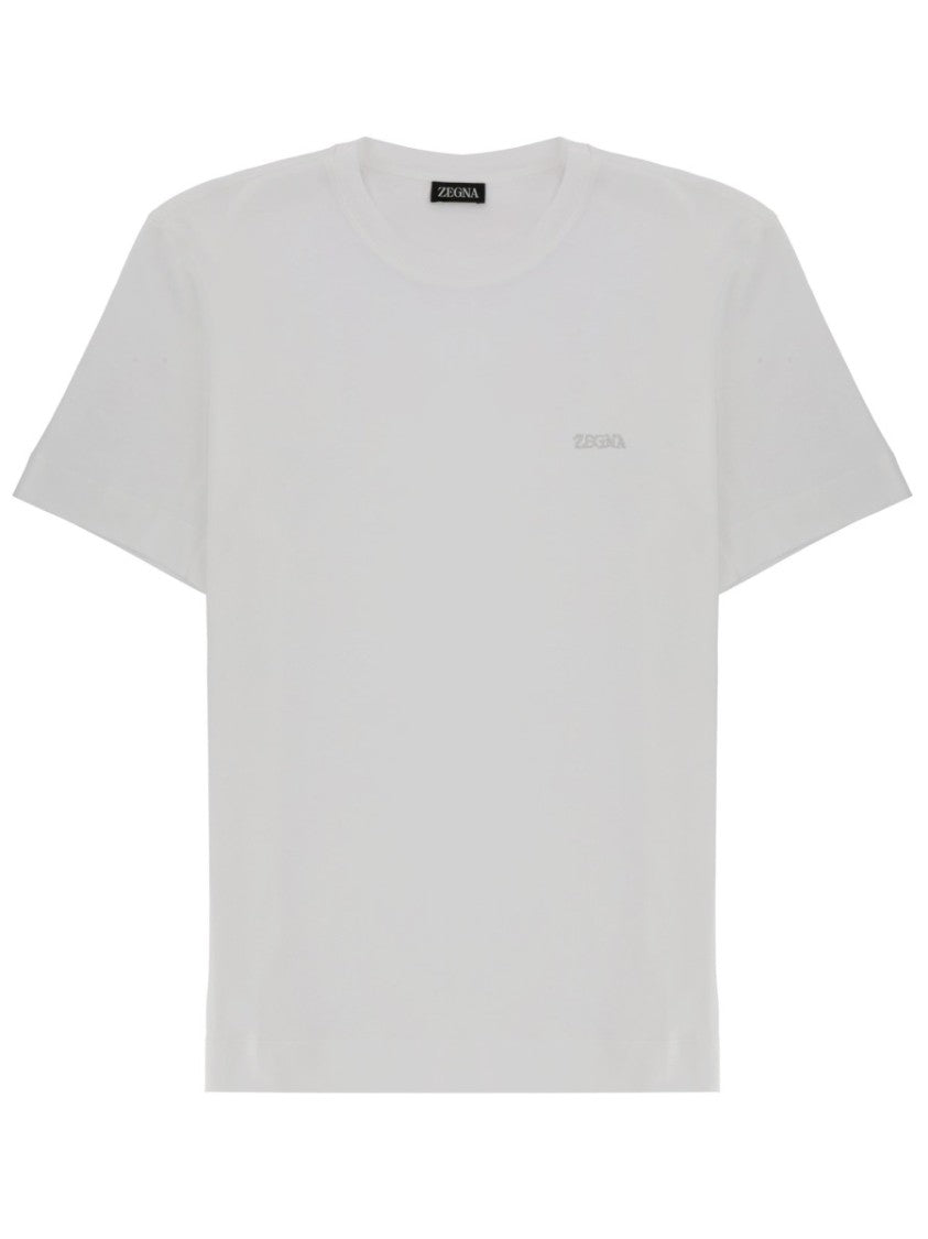 Zegna Neutrals Crew Neckline Subtle Chest Logo T-Shirt
