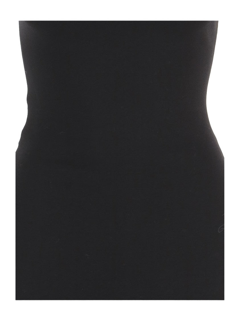 Jacquemus Alba Black Compact Jersey Gathered Back Midi Dress