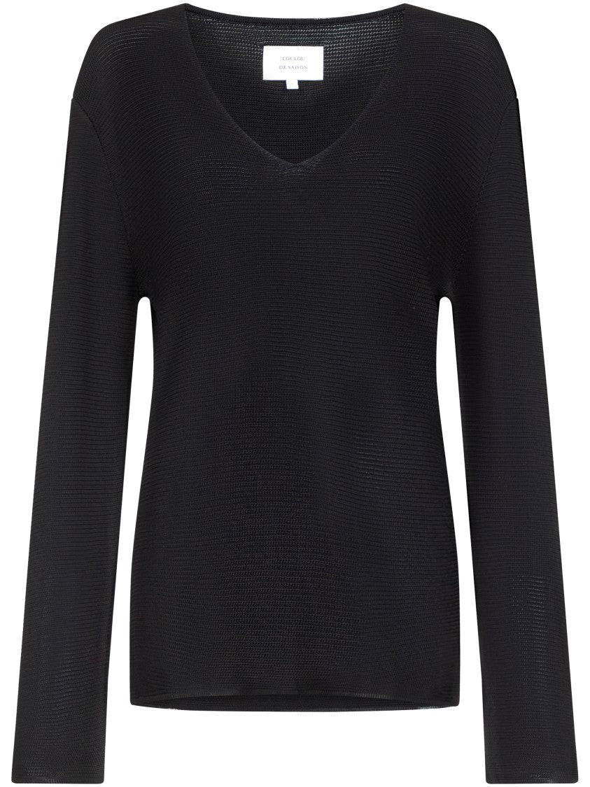 Loulou De Saison Saya Fine Knit V-Neck Sweater
