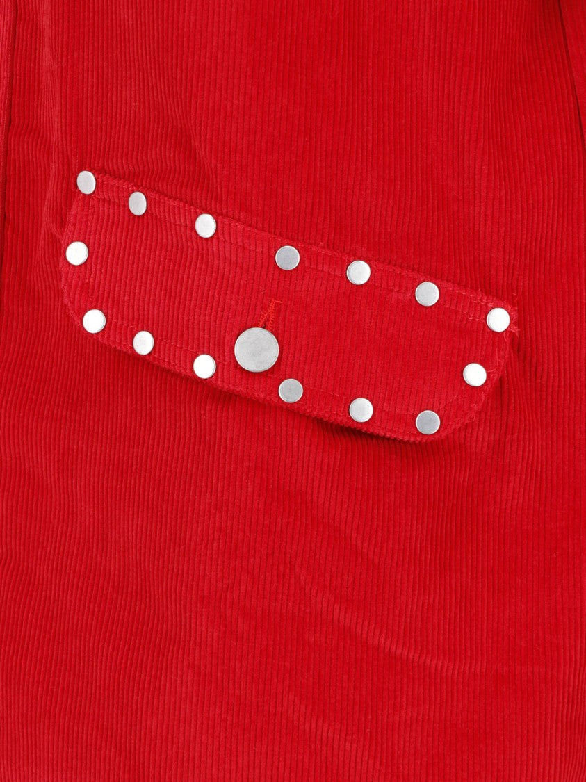Gimaguas Red Joaquin Ribbed Velvet Studded Coat