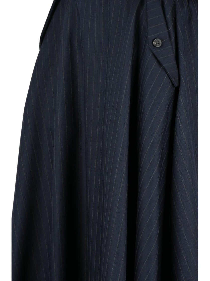 Golden Goose Blue Pleated Virgin Wool Circle Skirt