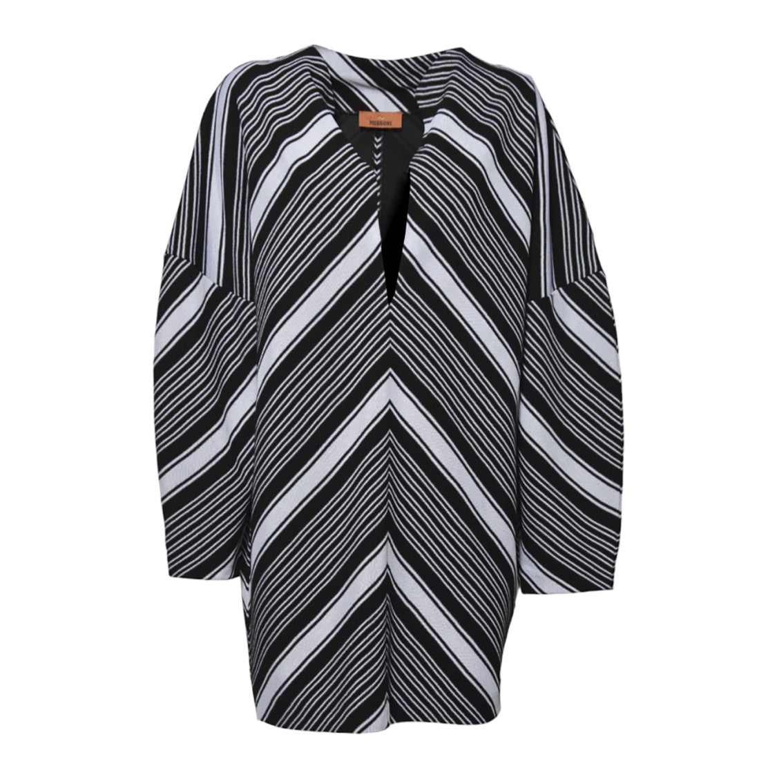 Missoni Black Chevron Viscose Mini Dress With Oversized Sleeves