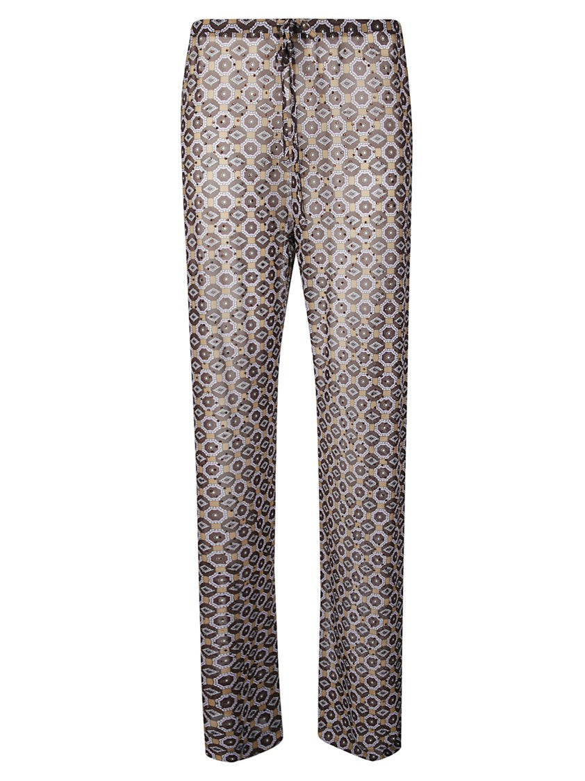 Dries Van Noten Mesh Trousers With Glitter Accents