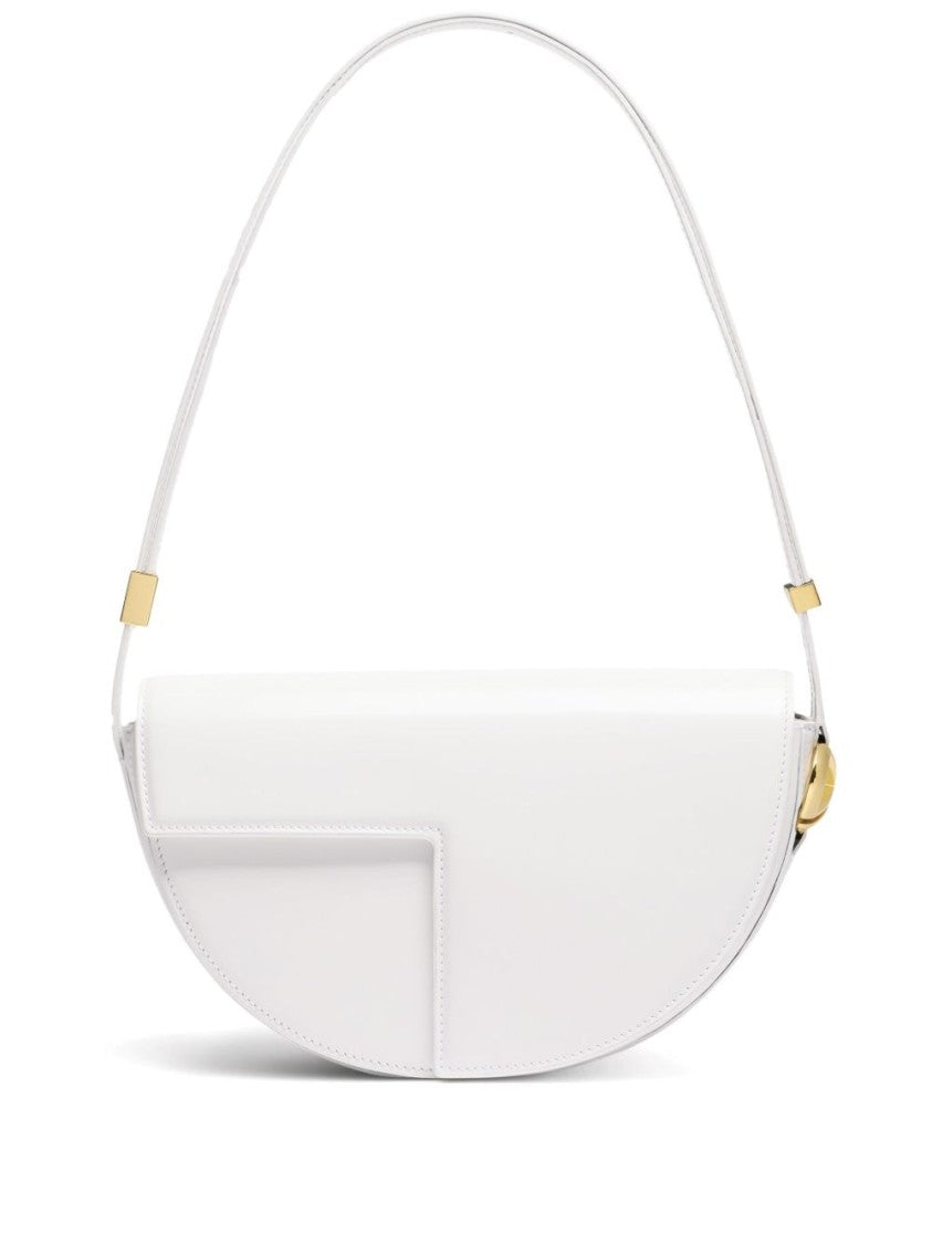 Patou Foldover White Bag With Magnetic Fastening And Adjustable Strap