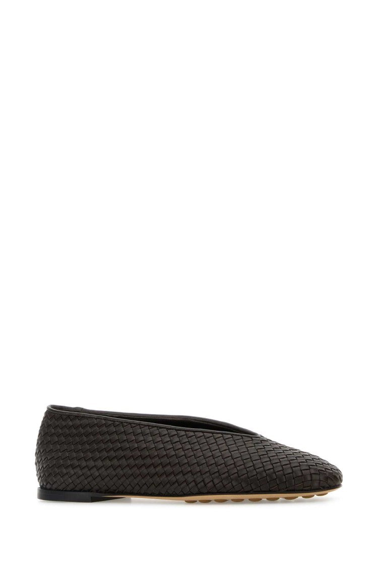 Bottega Veneta Dark Brown Leather Rosa Ballerinas
