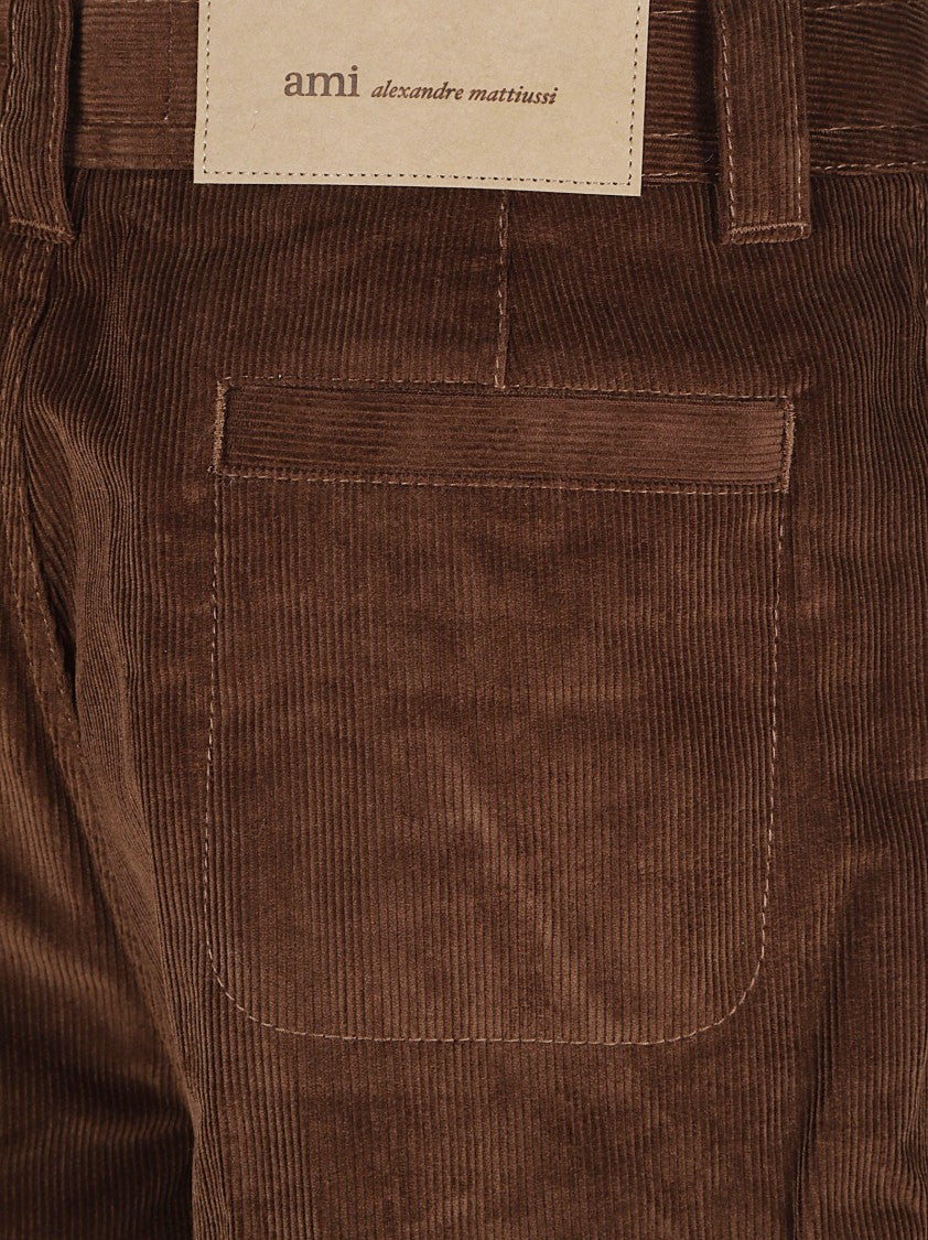 Ami Paris Corduroy Trousers With Straight-Leg Cut And Clean Front