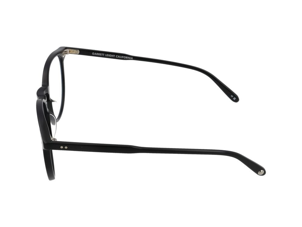 Garrett Leight Round Black Metallic Detail Optical Glasses