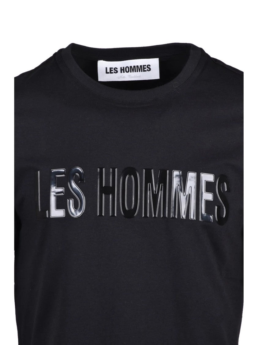 Les Hommes Black Cotton Elastane Men T-Shirt