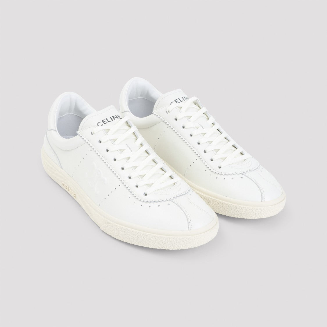 Celine Low Lace-Up Sneakers With Triomphe