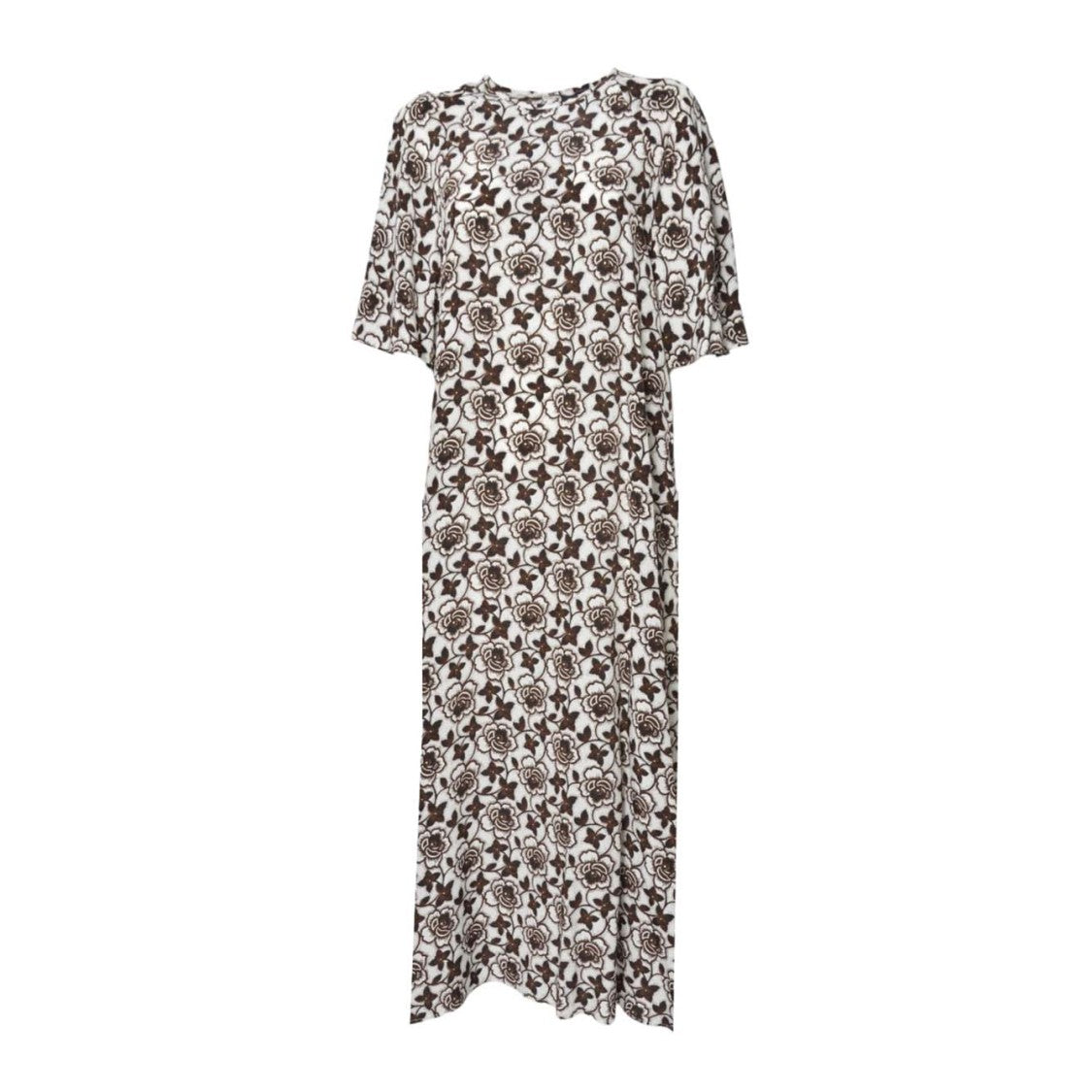 Max Mara Floral Pattern Maxi Dress With Short Sleeves