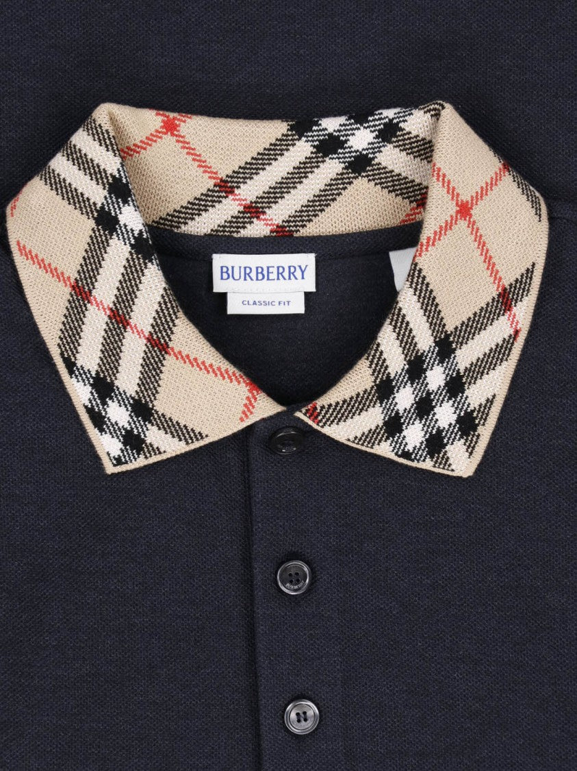 Burberry Dark Gray Cotton Check Polo Shirt