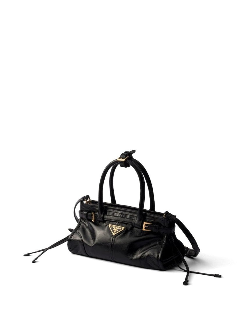 Prada Glossy Smooth Leather Handbag With Structured Silhouette