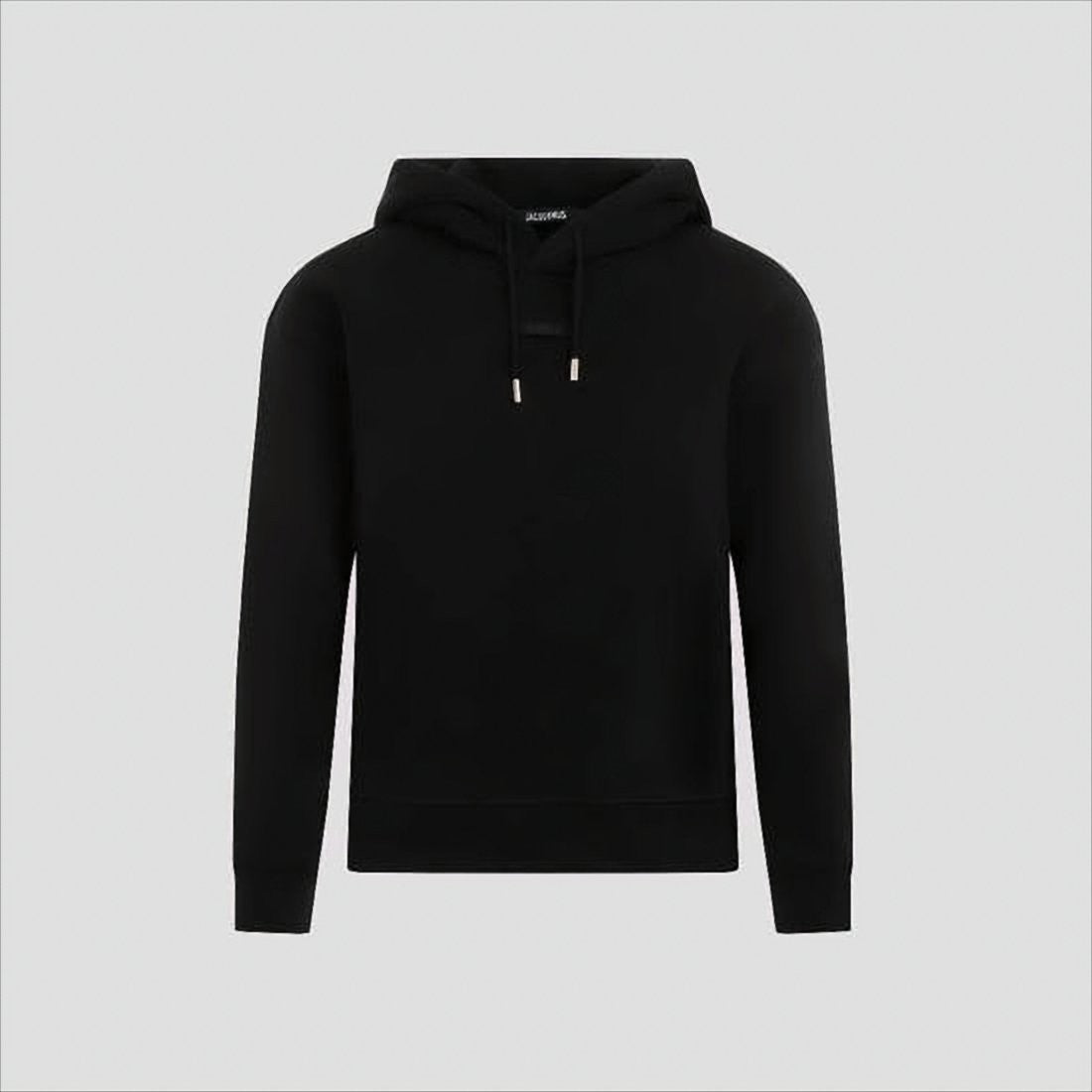 Jacquemus Minimalist Black Hoodie With Metallic Drawstring Tips