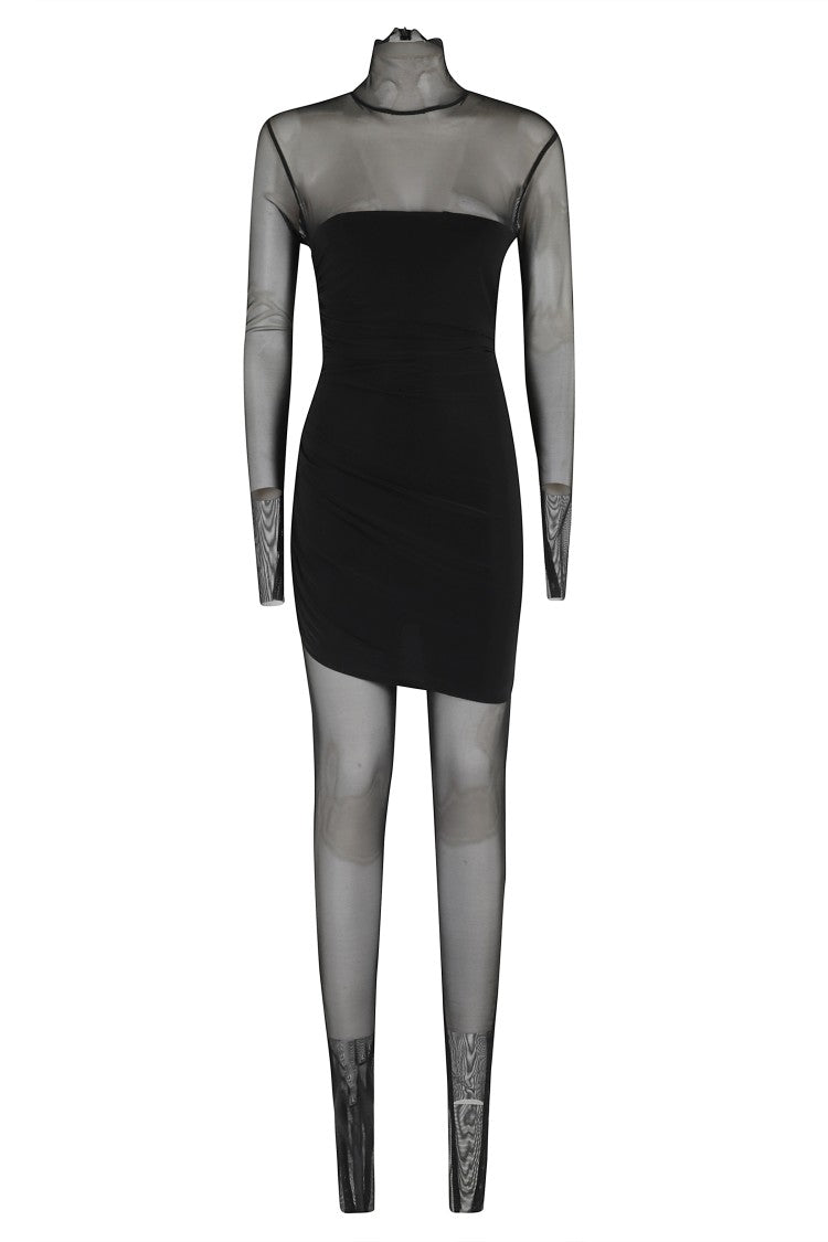 Norma Kamali Mesh Overlay Strapless Jumpsuit