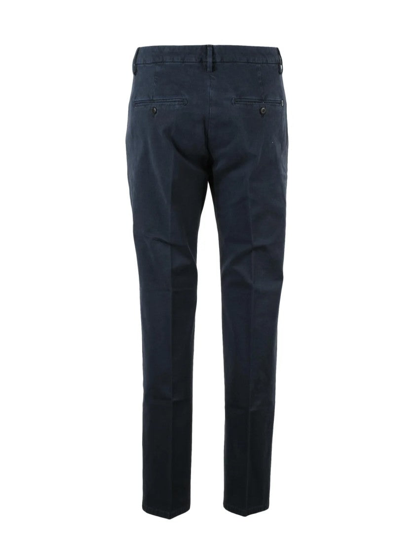 Dondup Blue Spiritissimo Tailored Cotton-Linen Blend Trousers