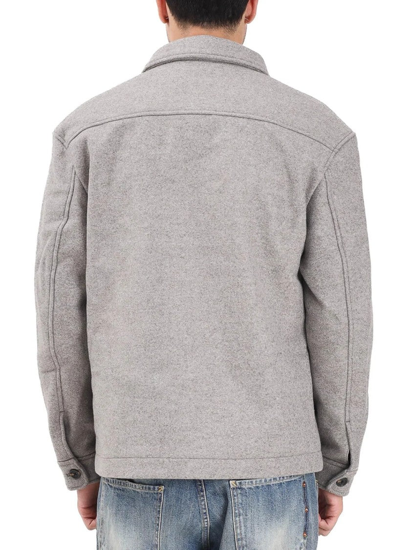 Selected Grey Button-Front Wool-Blend Overcoat