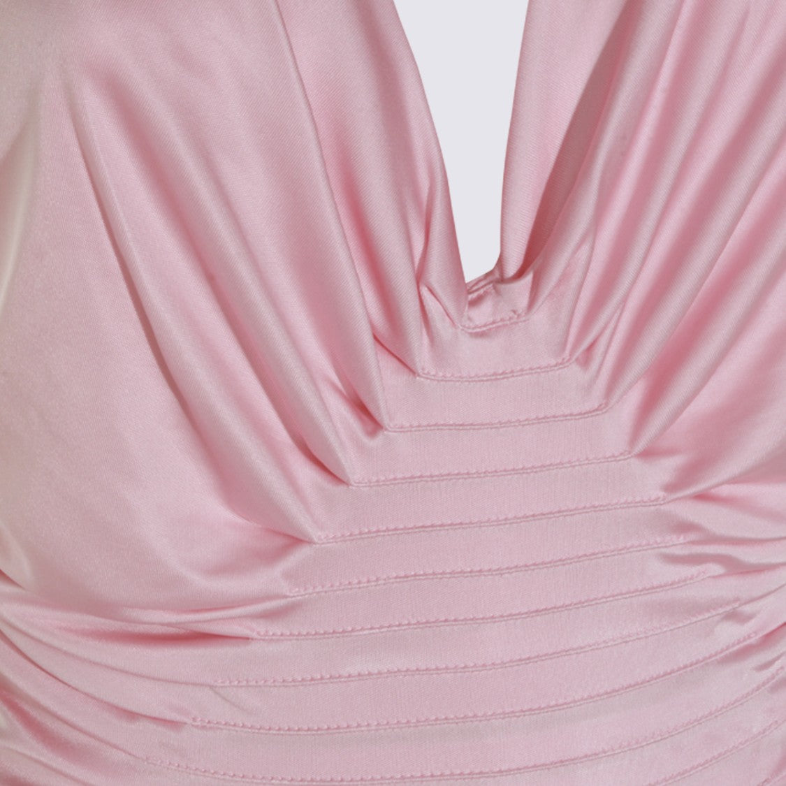 Versace Silk Maxi Dress With Deep V-Neckline And Pleated Bodice
