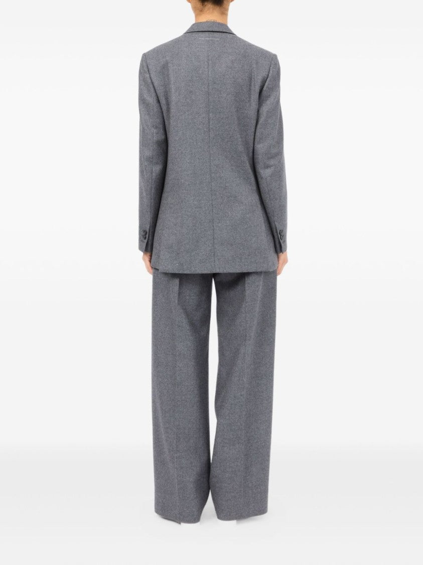 Mm6 By Maison Margiela Double-Breasted Medium Grey Jacket With Elegant Tailoring