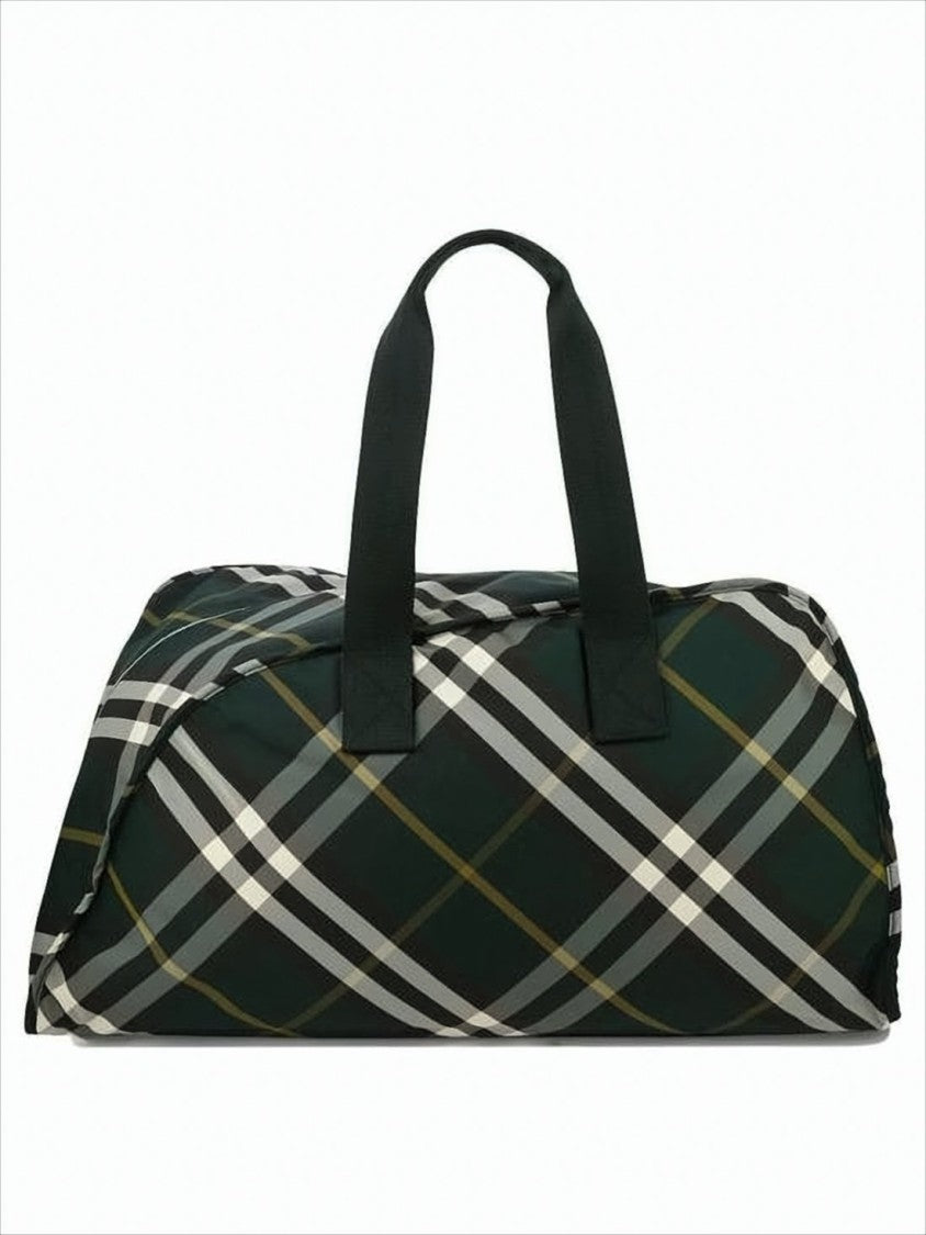 Burberry Check Pattern Nylon Duffle Bag