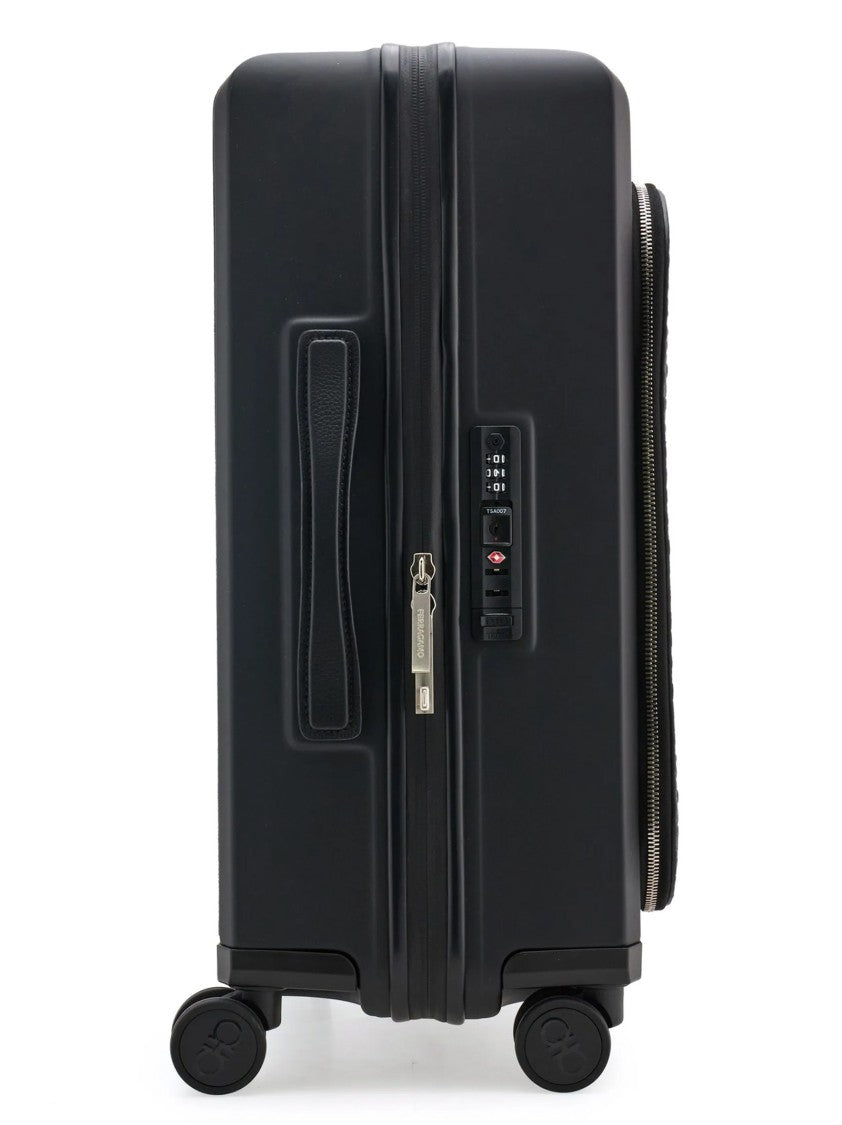 Ferragamo Embossed Leather Logo Trolley With Multi-Zip Compartments