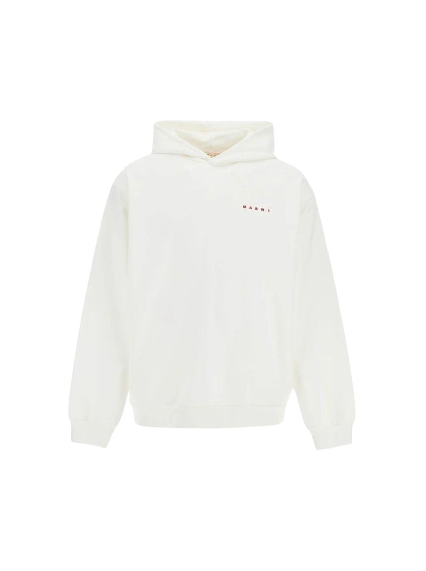 Marni Organic Cotton Hoodie With Wrinkled Marni Logo