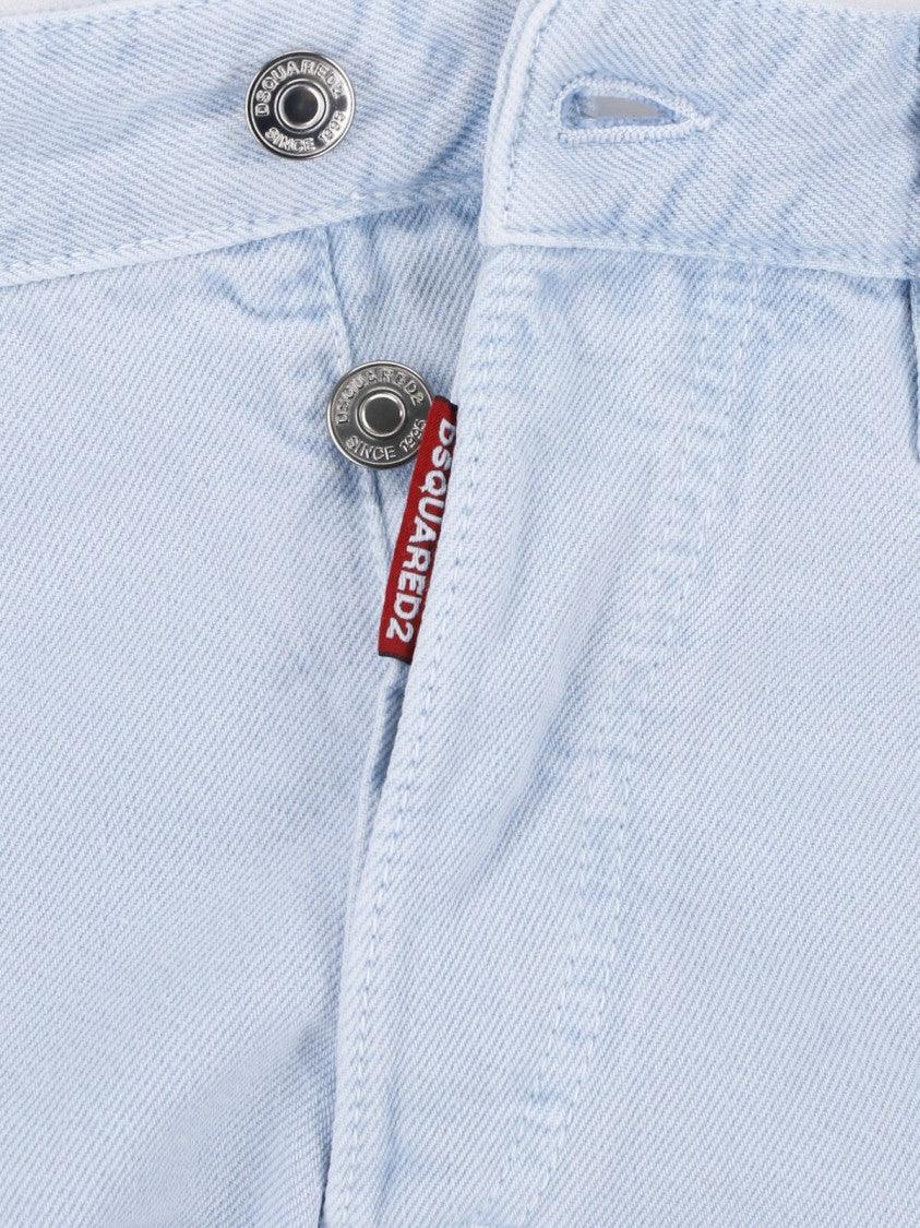 Dsquared2 Light Blue Straight-Leg Cotton Denim Jeans