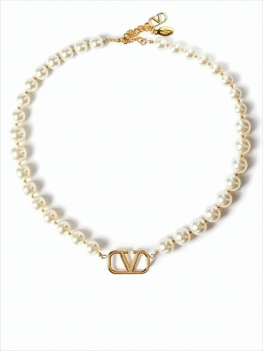 Valentino Garavani Pearl And Gold Charm Necklace