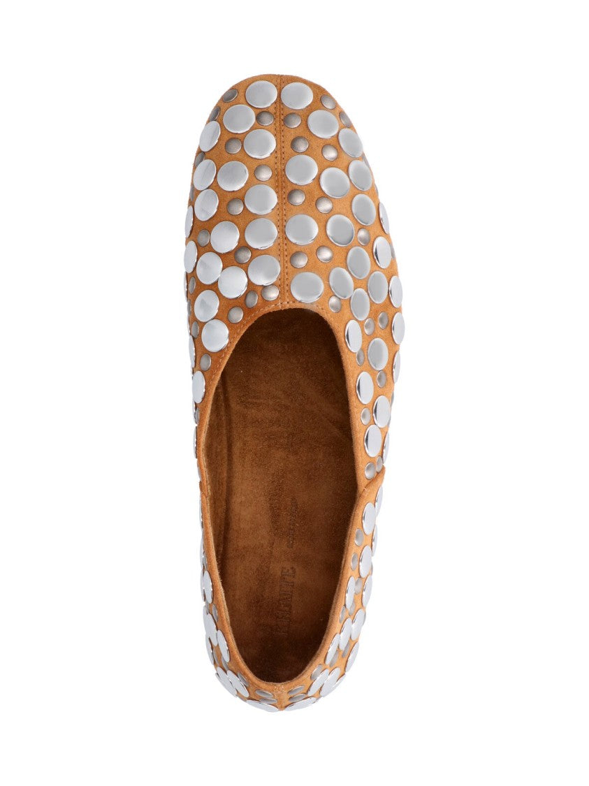 Khaite Brown Jane Studs Pointed-Toe Flats