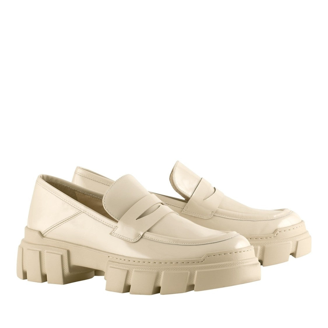 Högl Beige Vince Chunky Patent Leather Loafers