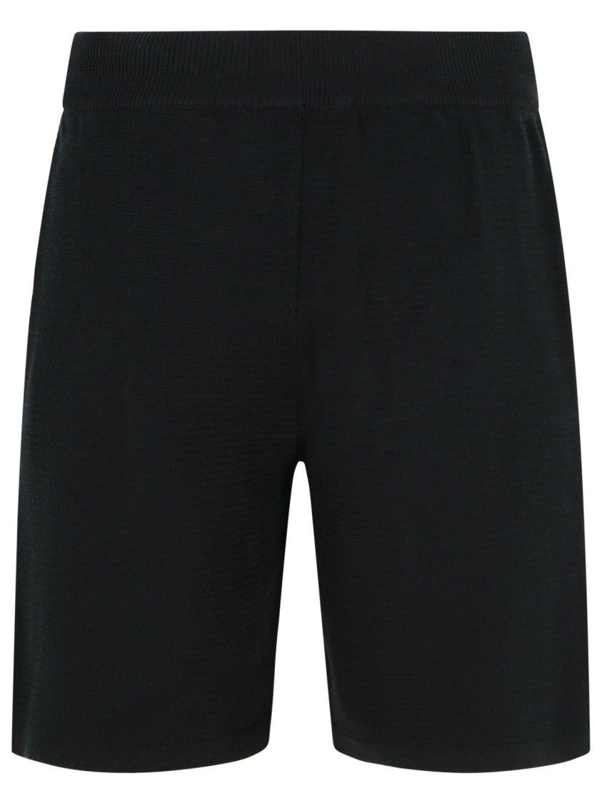 Laneus Black Cotton Bermuda Shorts