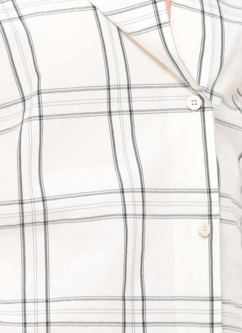 The Attico Ivory Reese Asymmetric Check Cotton Shirt