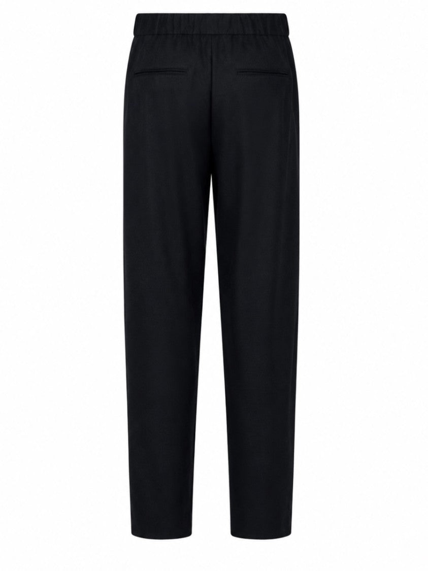 Giorgio Armani Relaxed Fit Black Cashmere Stretch Pants With Drawstring Waist