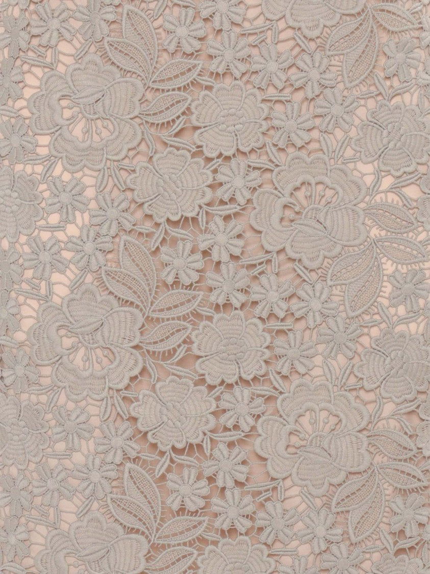 P.A.R.O.S.H. Intricate Floral Lace Midi Dress With Fitted Silhouette