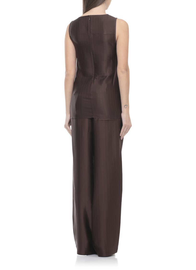 Loulou De Saison Brown Fonda Draped Viscose Tank Top