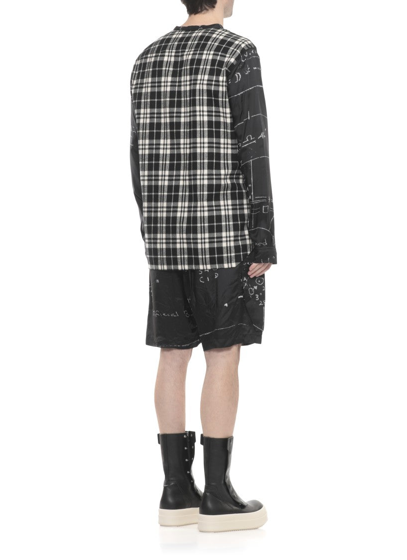 Rick Owens Black Printed Check Viscose-Cotton Shirt