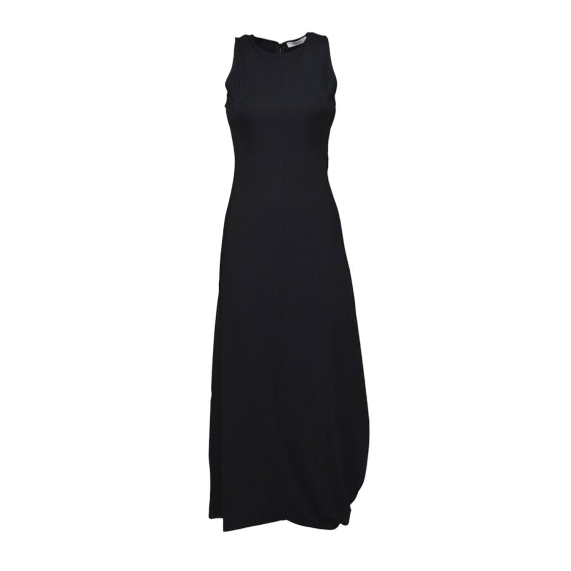 Lemaire Fitted Black Midi Dress With Subtle Drape Hem