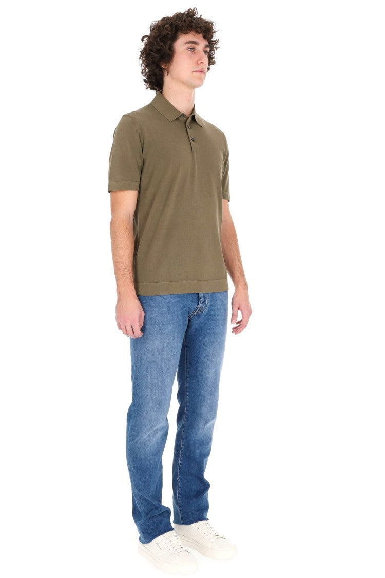 Drumohr Military Green Ice Cotton Polo Shirt