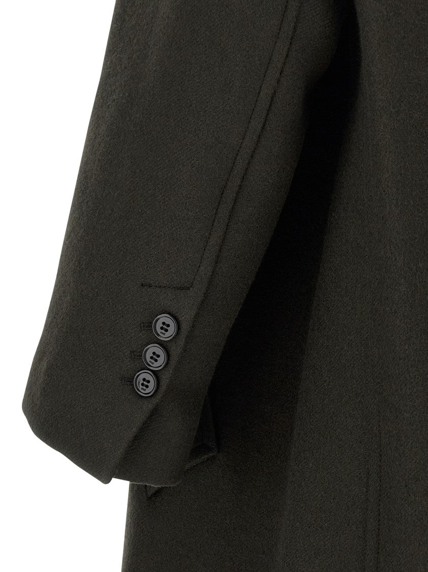 Ami Double-Breasted Virgin Wool Coat With Peak Lapels And Tailored Finish