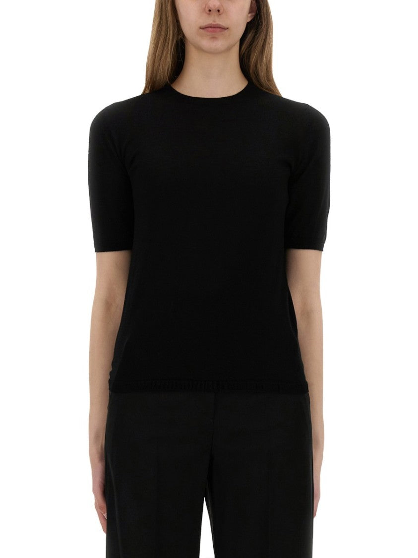 Max Mara Slim-Fit Short-Sleeve Knit Top In Fine Virgin Wool