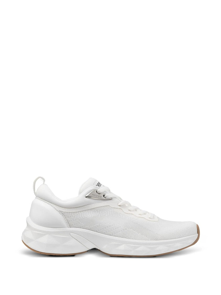 Jimmy Choo White Diamond Sculpted Mesh Sneakers
