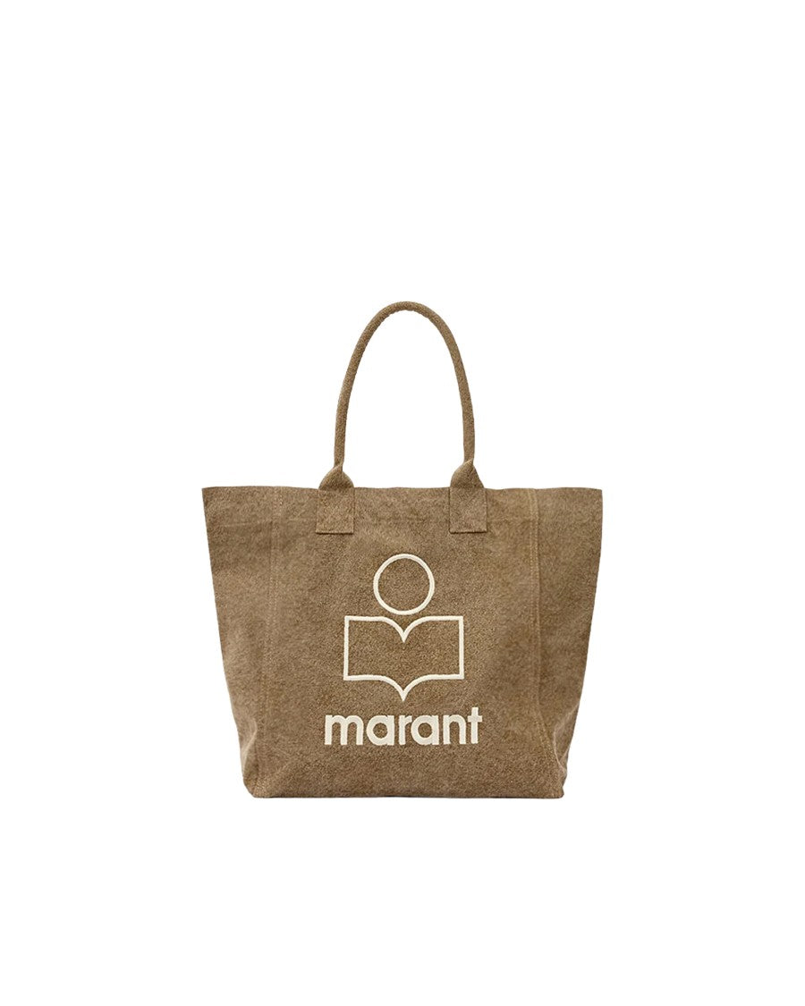 Isabel Marant Spacious Brown Cotton Logo Tote Bag