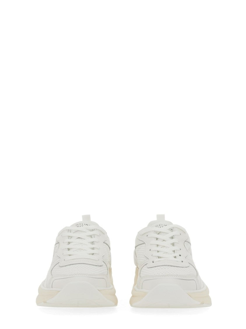 Stuart Weitzman Textured White Sneakers With Prominent Logo