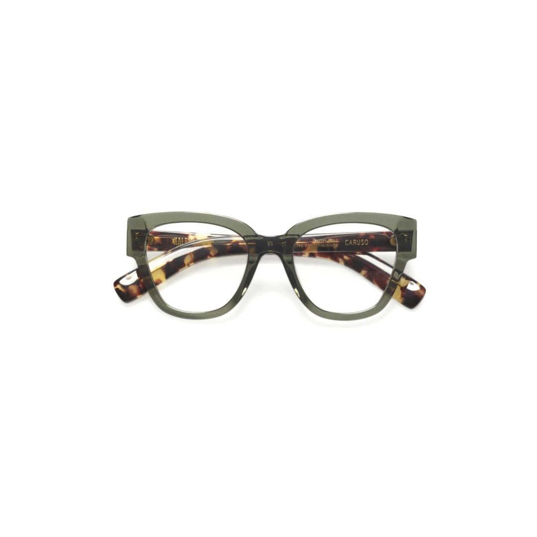 Kaleos Caruso Square Frame Eyeglasses With Olive Green Front