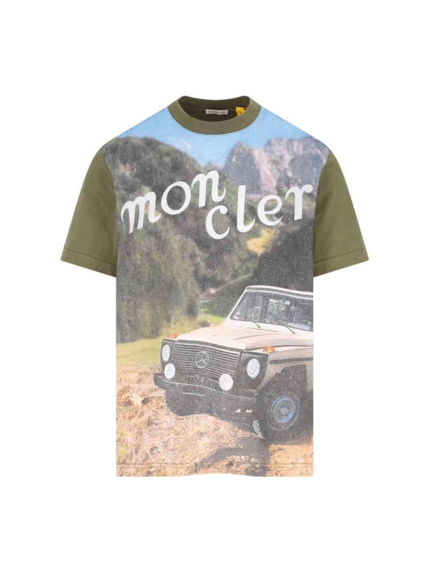 Moncler Genius Nigo Logo T-Shirt, In Green Cotton