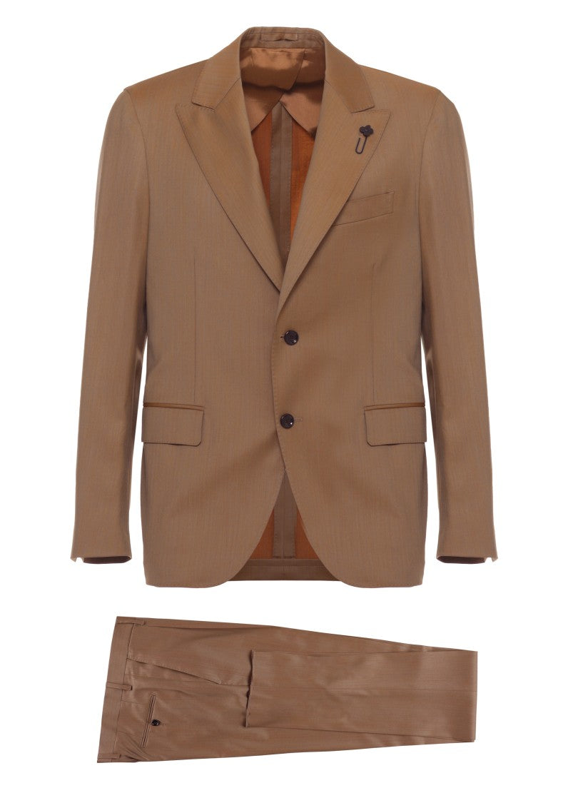 Lardini Brown Pin Lapel Wool Suit