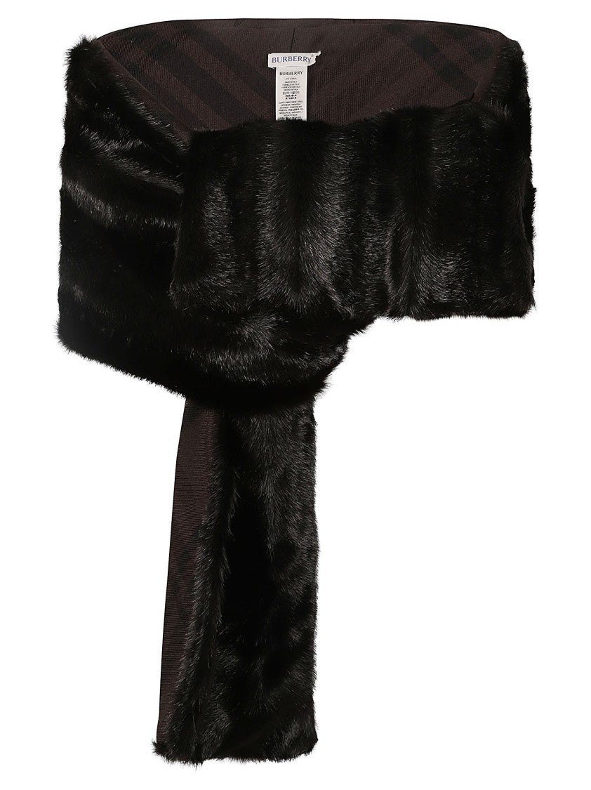 Burberry Faux Fur Black Scarf