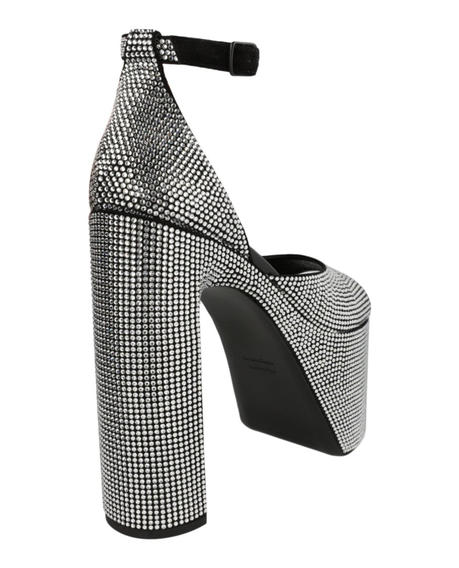 Balenciaga Camden Crystal-Embellished Platform Heels With Suede Ankle Strap
