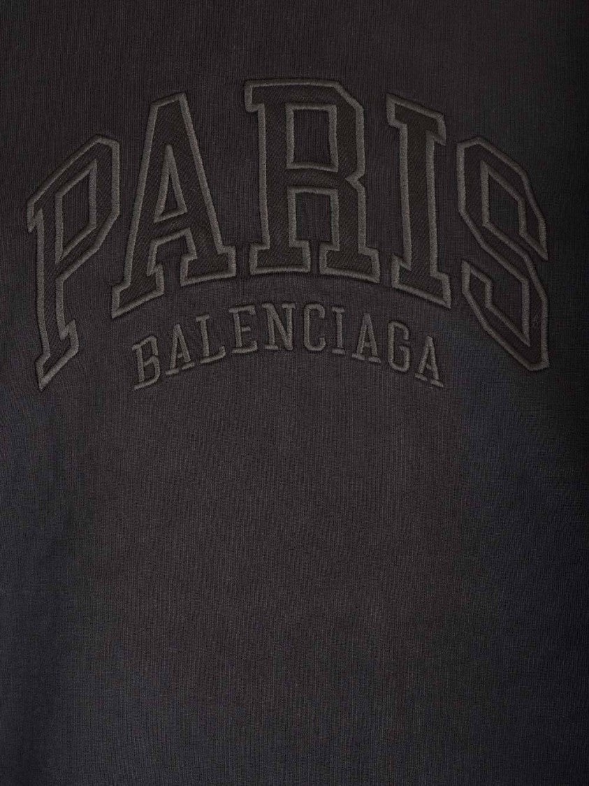Balenciaga Black Sweatshirt With Bold Paris Embroidery